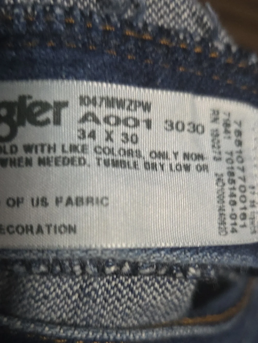 Wrangler 47 Men's Dark Blue  Jeans 34 X 30 Distressed